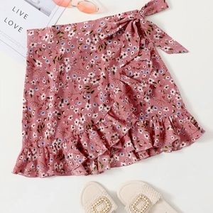Flirty floral wrap skirt